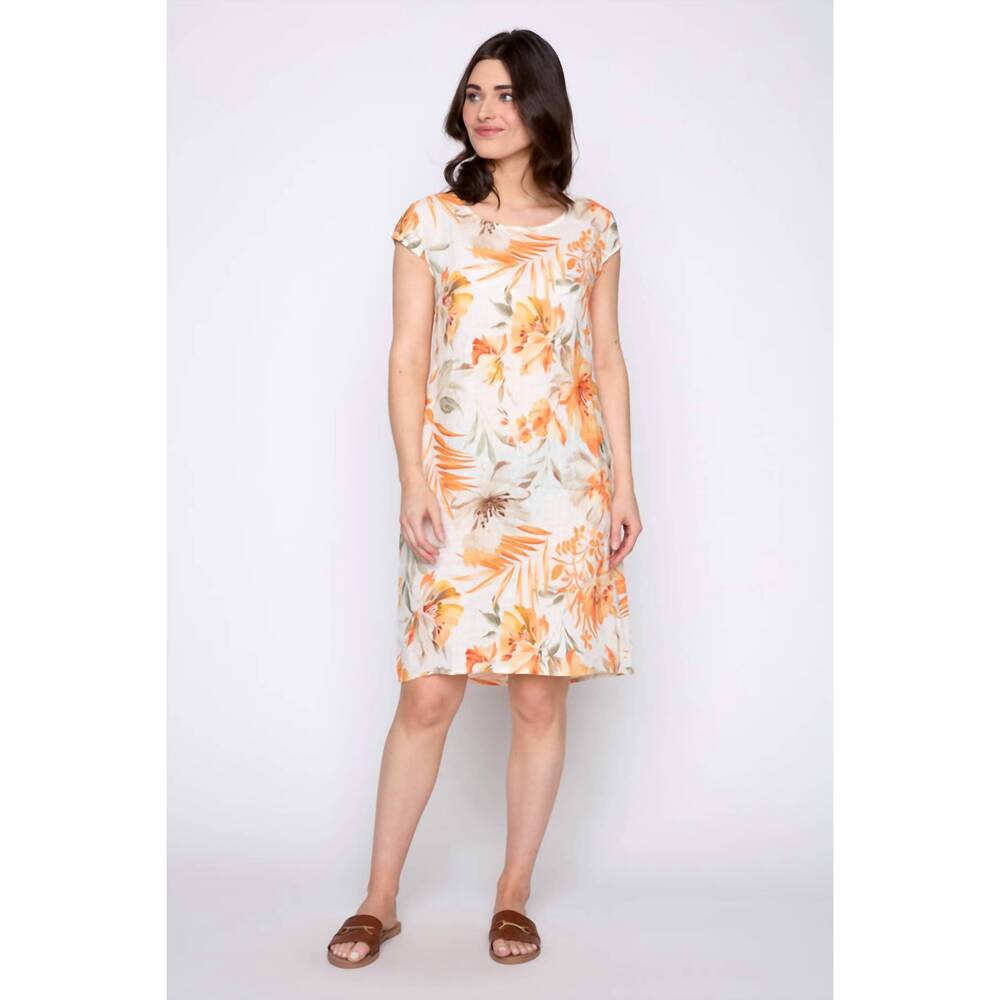 NEW SPANNER linen mini dress in orange